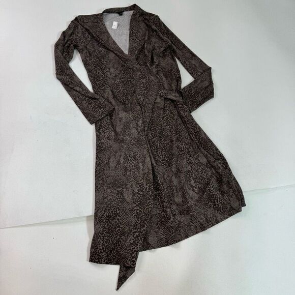 Ann Taylor Wrap Dress Women 10 Long Sleeve Career Snake Stretch Classic New - Picture 1 of 9